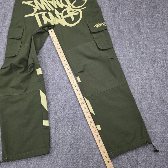Minus Two Pants Mens Medium Green Cargo Graffiti Streetwear Utility Skate Y2K - Picture 6 of 16